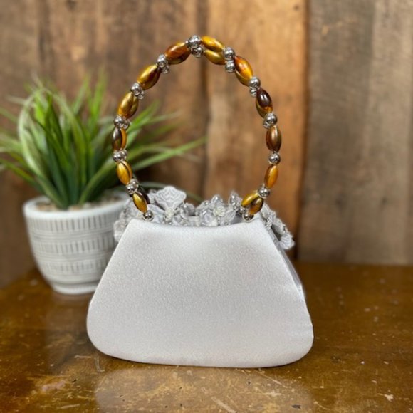 Grey Satin Evening Clutch - Picture 6 of 9